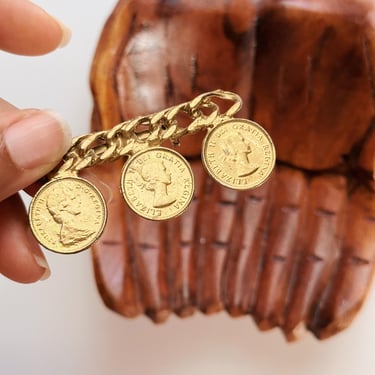 Vintage Farthing Coin Brooch Pin 