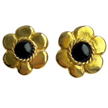 Vintage  Pinky Paris Gold Flower Earrings