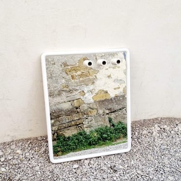 Vintage Modernist Italian White Plastic Wall Mirror / Produced by Carrara and Matta / Italian Design / MCM / Space Age / Retro / Italy /'80s 