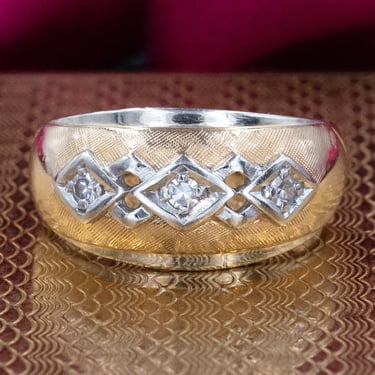 Midcentury 3-Stone Dome Ring