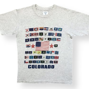 Vintage 90s College Ware State Flags Of The USA Single Stitch Graphic T-Shirt Size Medium 