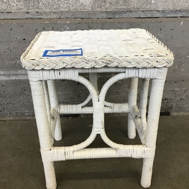 White Wicker Plant Stand (Seattle)