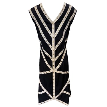 Zac Posen 2000's Black and White Transformable Silk Snap Dress