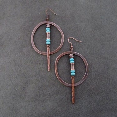 Copper and howlite hoop earrings 