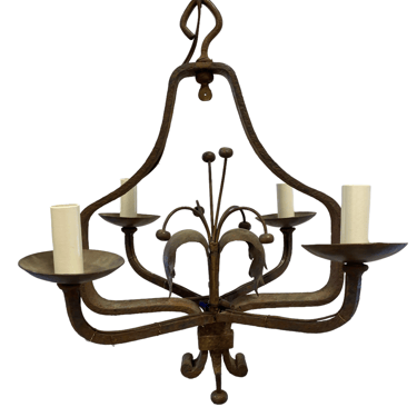 Pair French Iron Chandeliers