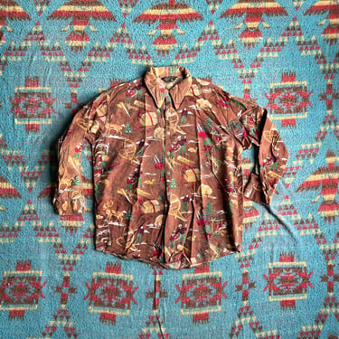 Vintage 70s Penney’s Hunting Theme Flannel Shirt 