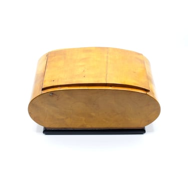 Vintage Oval Wood Box with Ebonized Wood Base | Keepsake Box 