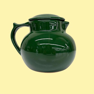 Vintage Cupper Coffee Carafe with Lid Retro 1990s Christian Ridge Pottery + Ceramic + Dark Hunter Green + Tea Warmer +  Kitchen Decor 