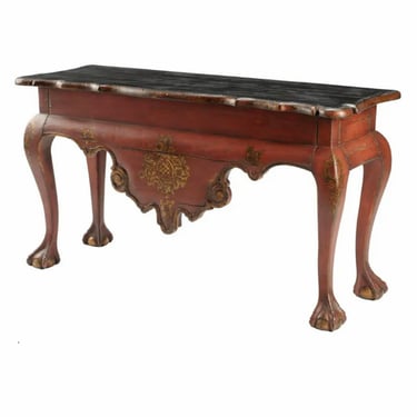 Italian Baroque Style Painted Parcel Gilt & Ebonized Console Table 