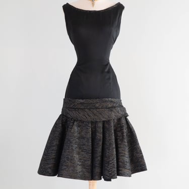 Glamorous 1950's Bombshell Wiggle Dress With Flared Hem / Small