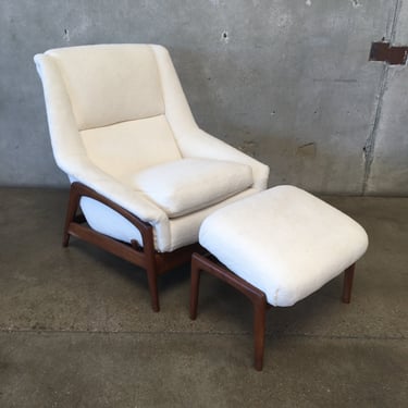 Vintage Mid Century Modern Folke Ohlsson Lounge Chair & Ottoman for Dux