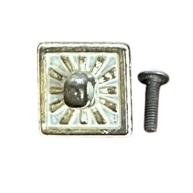 Henry Link Bali Hai Square Sunburst Backplate Hardware - Original Vintage Drawer Pull Part for 1970s Faux Bamboo Dresser Drawer - Size 1