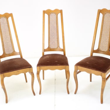 1960s Set of Three Dining Chairs LIGNA, Czechoslovakia / Mid century / Brown Colour / 