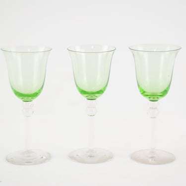 Set of Three Uranium Glass Goblets 