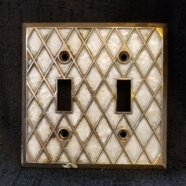 1930s Walnut Inlaid Brass Light Switch Plate