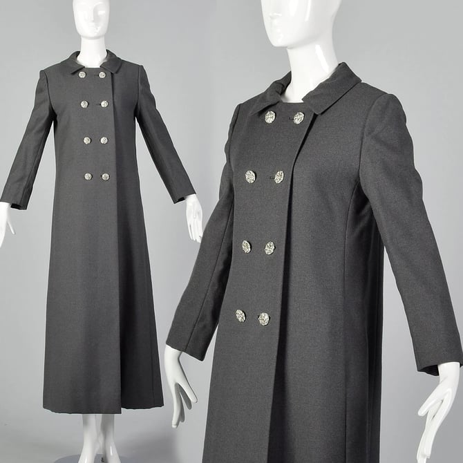 XS 1970s Formal Evening Coat Vintage Gray Coat Women's Formalwear Coat Eveningwear Coat 70s Autumn Jacket 