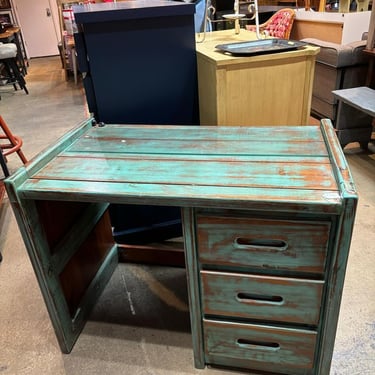 Awesome green wash wooden desk 40 x 24 x 31” high Call 202-232-8171 to purchase