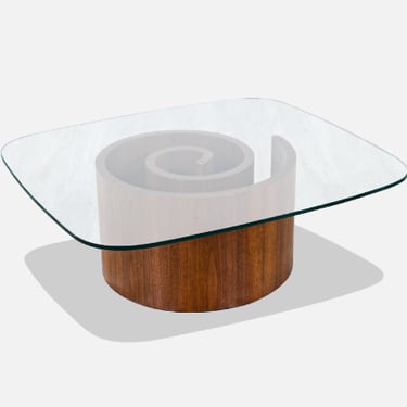 Vladimir Kagan Sculptural \u201cSnail\u201d Coffee Table with Glass Top for Selig
