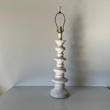 Tall Vintage White Ceramic Glaze Table Lamp 