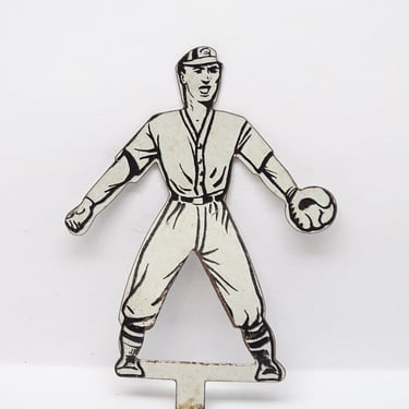 Antique 1940's Baseball Player #15 Target Shooting Game, Carnival Knock Down, Vintage Americana Folk Art, Retro County Fair 