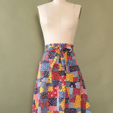 Calico Patchwork Print Wrap Skirt XS-M