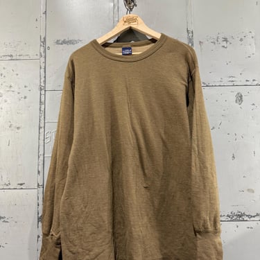 Vintage 90s Duofold Button Up Thermal Shirt Cotton Men’s green Poly Wool Blend 