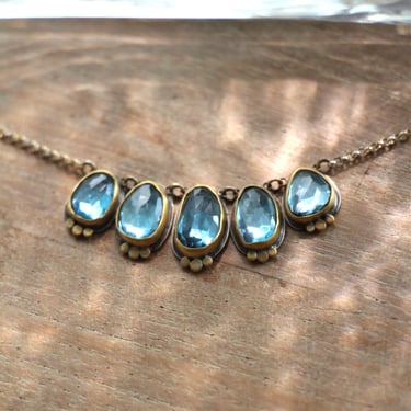 Ananda Khalsa | Rosecut 5 Stone London Blue Topaz Necklace
