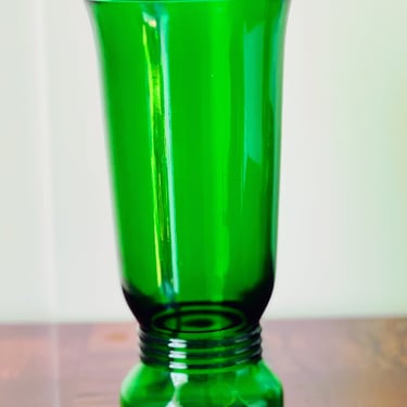 Vintage Green Glass Tall Vase