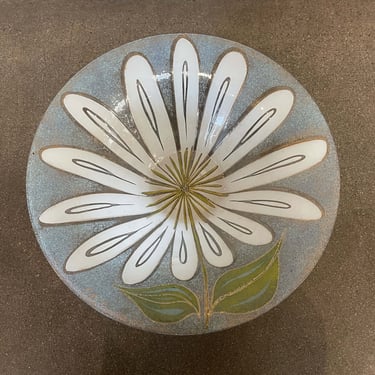 Mid Century Michael & France Higgins Fused Art Glass Daisy Floral Bowl