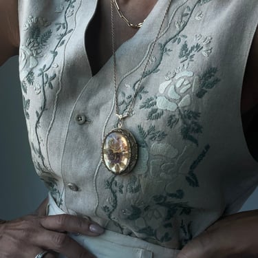 vintage linen heavily embroidered vest 