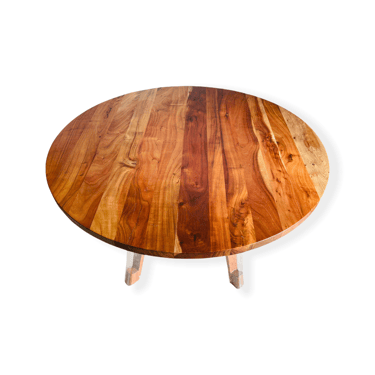 Round Cherry Dining Table with Lucite Legs