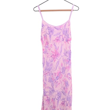 Y2K Silk Floral Ruffle Midi Dress