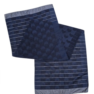 Armani Collezioni - Navy Embroidered Print Long Scarf