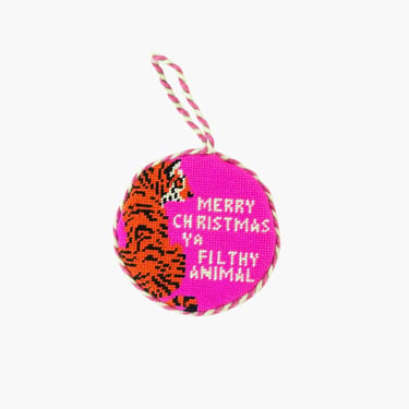 Filthy animal needlepoint ornament