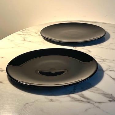 Set of two vintage black glass platters by Rosenthal Studio Line 