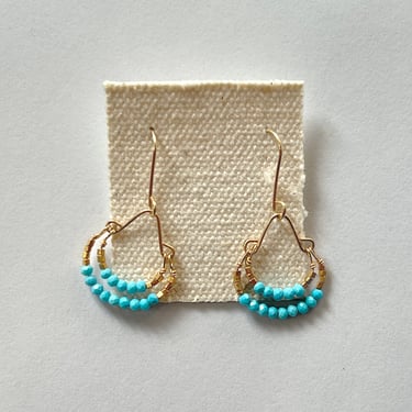 Debbie Fisher | Turquoise and gold vermeil double hoop earrings