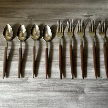 Vintage Ekco Eterna Japan Stainless Steel Flatware set of four spoons, Canoe Muffin Pattern 