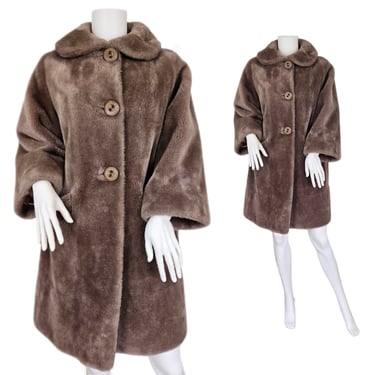 Borgana 1960's Grey Faux Fur Fluffy Teddy Bear Coat I Sz Lrg I Cubby Coat I Jacket 