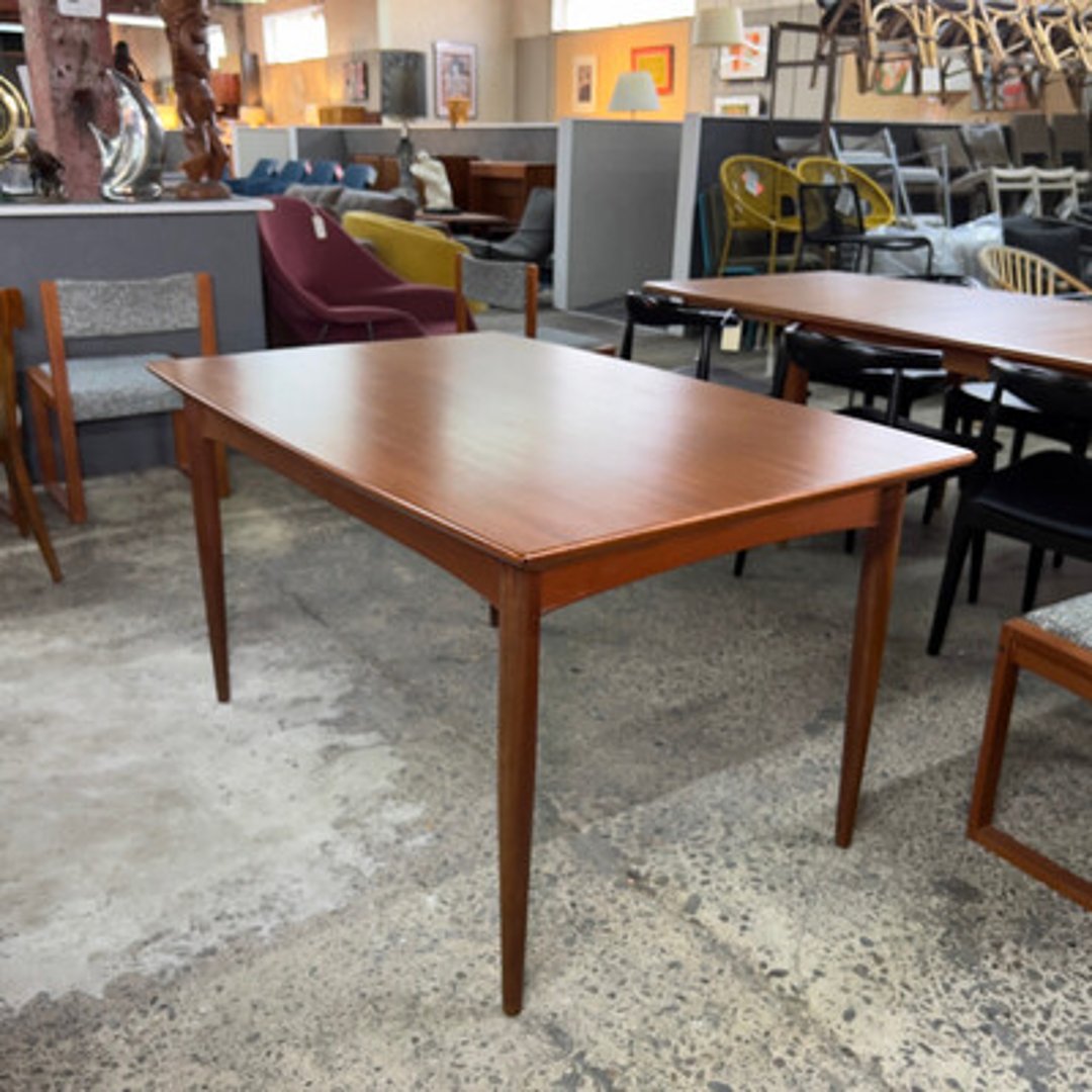 Teak Dining Table, Two Flip Top Extensions, DUX of Sweden Midcentury