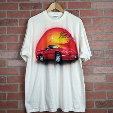 Vintage 90s Airbrushed Vette One Corvette ORIGINAL Airbrushed Tee - Extra Large 