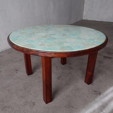 Mid Century Brazilian Craftsman Rosewood and Jade Table 