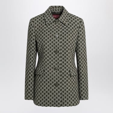 Gucci Green/White Jacket In Gg Bouclã&amp;Copy; Cotton Women