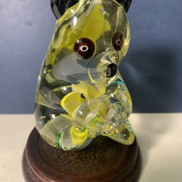 Vintage Blown Art Glass Panda Bear Paperweight 