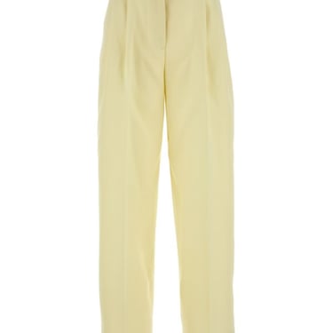 Jil Sander Woman Pastel Yellow Gabardine Wide-Leg Pant