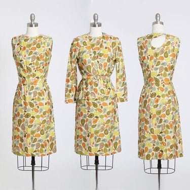 60s floral dress | Vintage 60s yellow paisley dress with matching jacket 