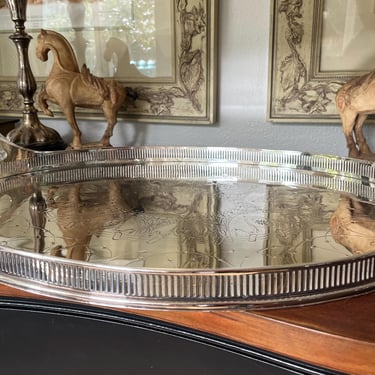 Gargantuan Silver Serving Tray with Raised Rim 