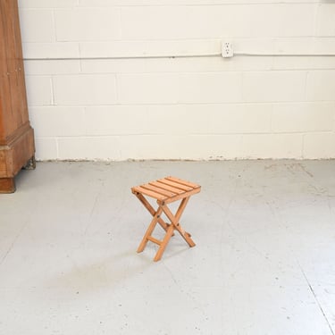 vintage french petite wood folding stool