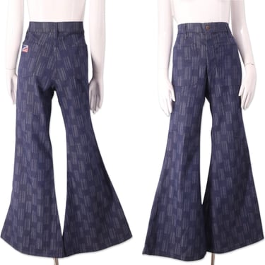 70s denim patchwork high waist bell bottom jeans 32 / vintage 1970s RAPPERS checkerboard elephant bell flares pants sz 8 