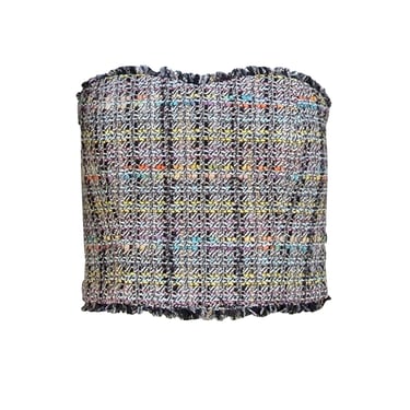 Generation Love - Black & Multi Color Tweed Strapless Bustier "Shay" Top Sz S
