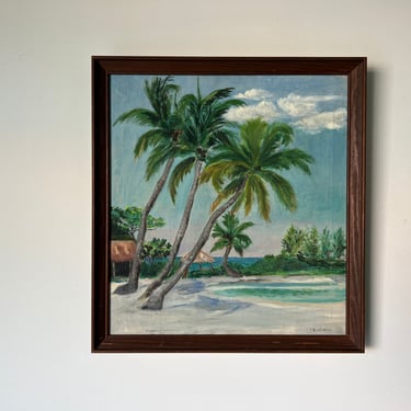 70's E. B. Wetherill Tropical Oil Landscape Painting 